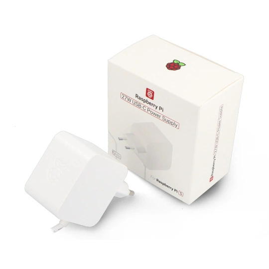 Stabilne zasilanie dla RPi 5 i dysku NVMe Oryginalny zasilacz USB-C 27W do Raspberry Pi 5